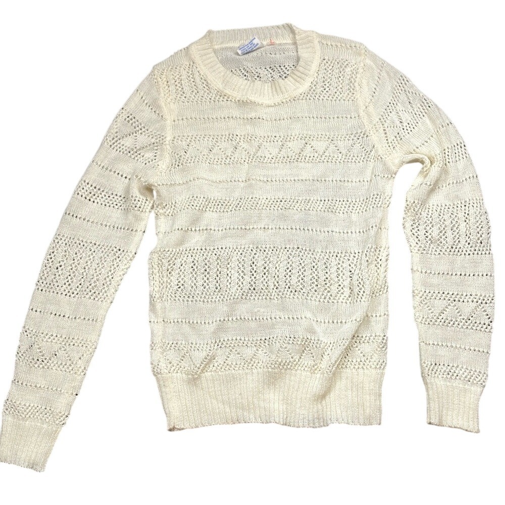 Vintage Queens Way To Fashion Women's Cream Knit Sweater‎ Size S